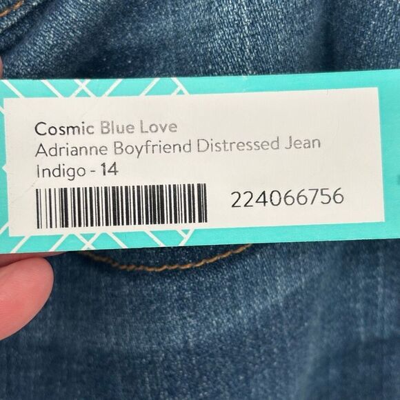 Cosmic Blue Love Adrianne Boyfriend Distressed Jean Indigo Blue Size 32 NWT‎ - Picture 11 of 12